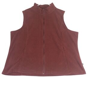 North River Mens Fleece Vest Burgundy Maroon‎ Full Zip Mock Neck 2X